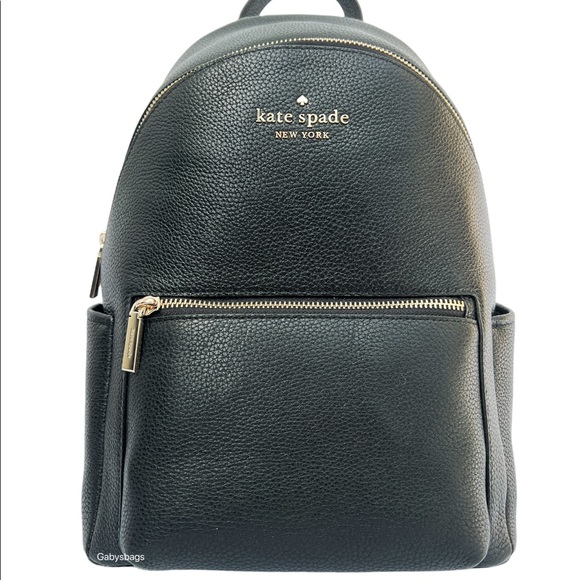 Kate Spade Leila Pebbled Leather Medium Dome Backpack School Bag Black - Picture 2 of 6